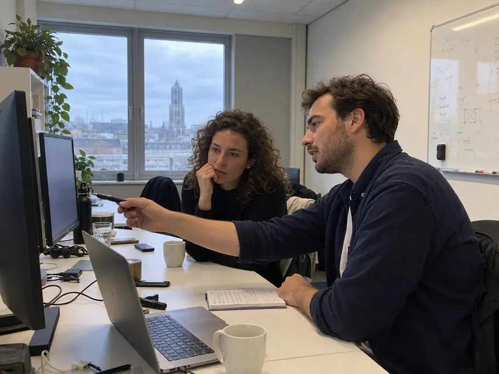 Twee analisten van Hundred bespreken een grafiek